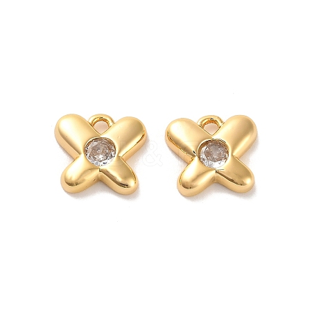 Brass Cubic Zirconia Charms KK-D300-04G-1