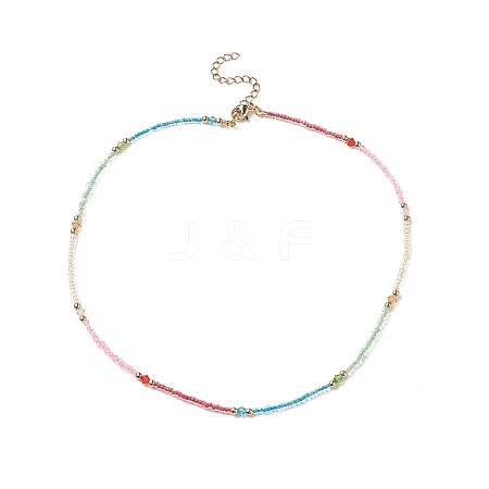 Glass & Brass Beaded Necklaces NJEW-JN04155-1