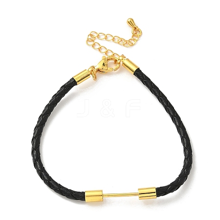 3MM Braided Round Imitation Leather Cord Bracelet Making MAK-S075-01G-S-1