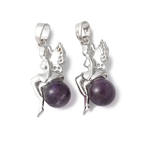 Natural Amethyst Pendants G-L512-E12-1