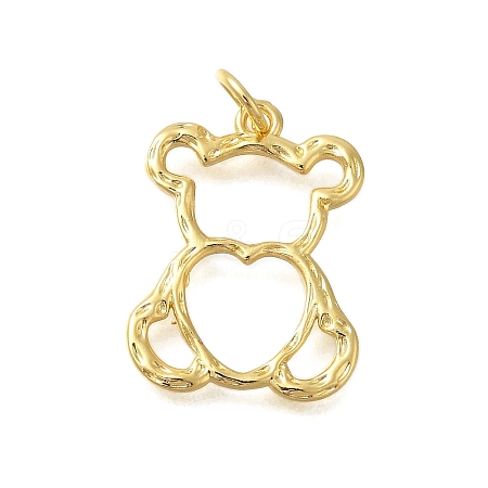 Hollow Bear Rack Plating Brass Pendants KK-I716-04G-1