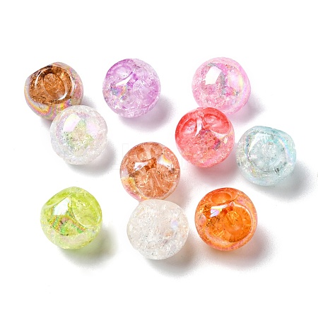 Plating Iridescent Crackle Acrylic Beads OACR-R256-03-1