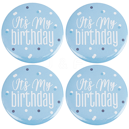 4Pcs It's My Birthday Tinplate Brooches JEWB-CN0001-12B-1