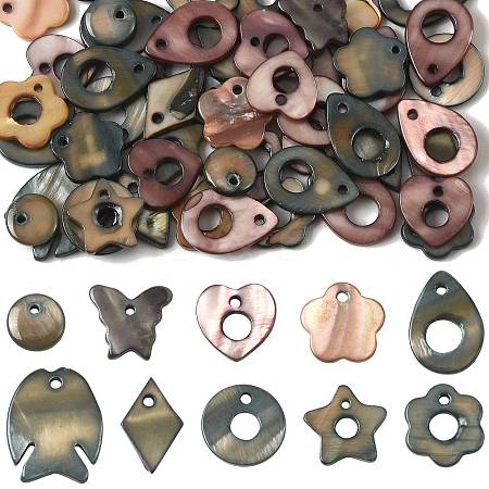 50Pcs Natural Freshwater Dyed Shell Pendants SHEL-FS0001-17-1