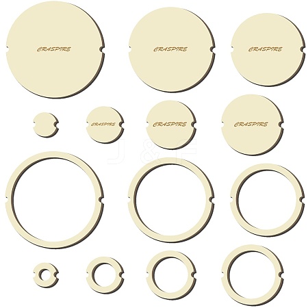 14Pcs 14 Style Wood Hoop Rings Macrame for DIY Craft Making DIY-WH0545-006-1