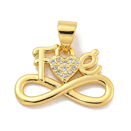 Rack Plating Brass Micro Pave Clear Cubic Zirconia Pendants KK-B091-49G-01-1