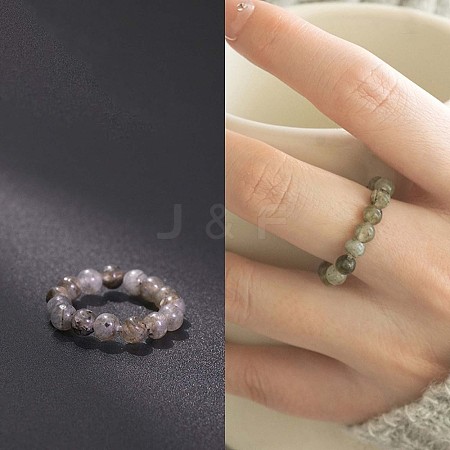 Natural Labradorite Stretchy Finger Rings FS-WG01730-02-1