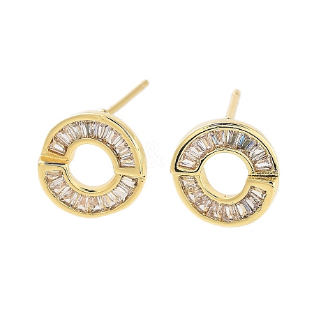 Rack Plating Ring Brass Stud Earrings EJEW-N055-39G-RS-1