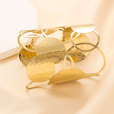304 Stainless Steel Cuff Bangles for Women BJEW-V006-01B-G-1