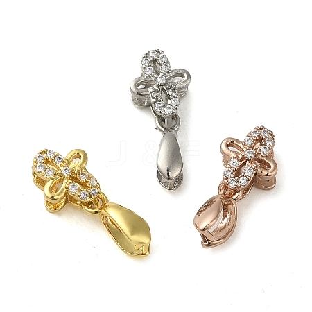 Rack Plating Brass Micro Pave Clear Cubic Zirconia Ice Pick Pinch Bails KK-K340-16-1