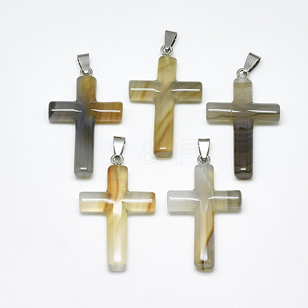 Natural Grey Agate Pendants G-T122-18O-1
