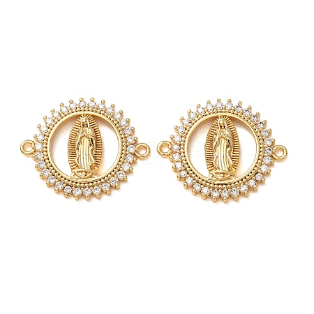 Brass Micro Pave Clear Cubic Zirconia Connector Charms CU-CBA4579-18G-1