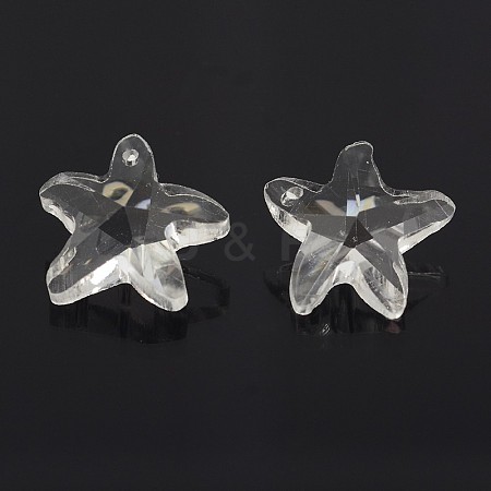 Faceted Starfish/Sea Stars Glass Charms GLAA-M026-03-1