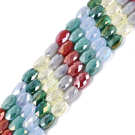 Electroplate Imitation Jade & Opaque & Transparent Glass Beads Strands EGLA-Q135-4x6MM-01G-1