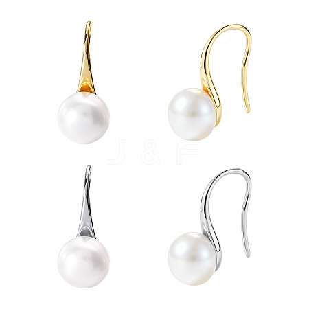 2 Pairs 2 Colors Brass Natural Pearl Dangle Earrings PEAR-TA0001-52-1