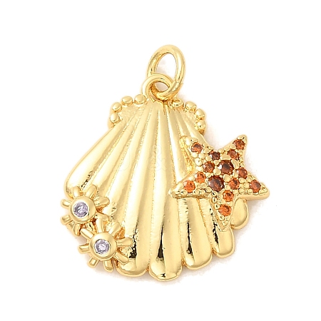 Brass Micro Pave Cubic Zirconia Pendants KK-A266-49B-G-1
