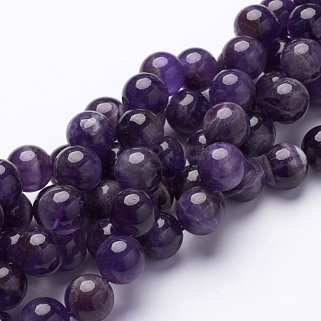 15 inch Round Natural Amethyst Beads Strands X-GSR12mmC062-1