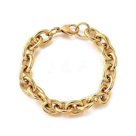 304 Stainless Steel Cable Chain Bracelets for Women LS-BJEW-Q050-01C-G-1