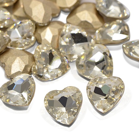 Faceted Heart Glass Pointed Back Rhinestone Cabochons RGLA-A020-10x10mm-S01-1