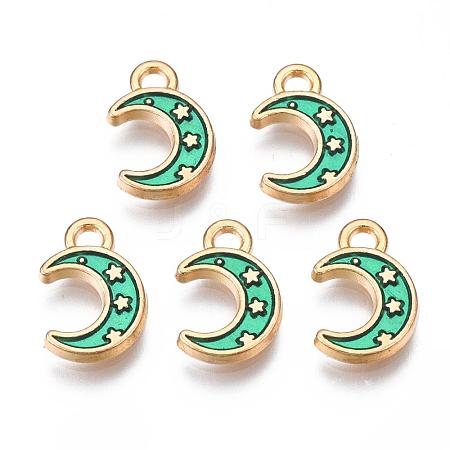 Light Gold Plated Alloy Enamel Pendants X-ENAM-R136-19C-1