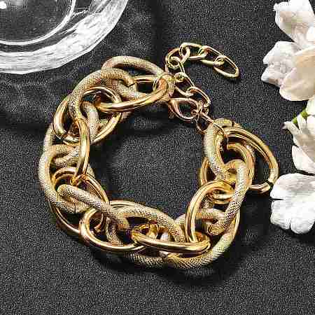 Punk & Hiphop Style Alloy Rolo Chains Link Bracelets for Women Men BJEW-K270-01G-1