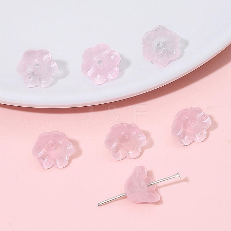 10Pcs Gradient Color Transparent Glass Bead Caps PW-WG464DA-09-1