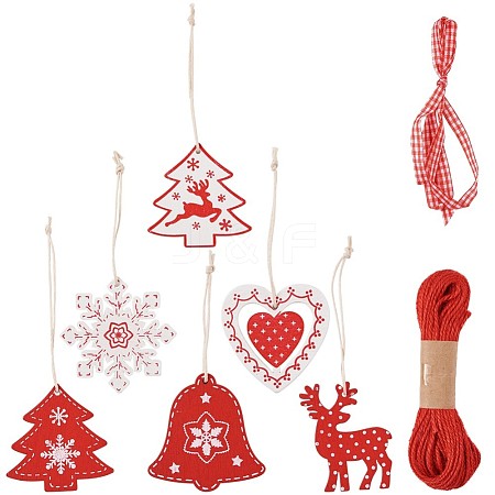 Christmas Theme Wooden Pendants Decorations DIY-TA0001-38-1