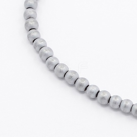 Electroplate Non-magnetic Synthetic Hematite Frosted Round Beads Strands G-N0014-2mm-21-1