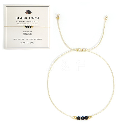 Natural Black Onyx Braided Beads Bracelets for Women LS-LU0568-1-1
