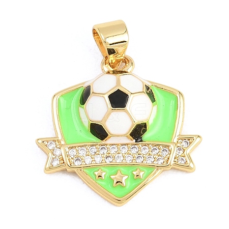 Football Brass Micro Pave Cubic Zirconia Pendants KK-A297-09F-G-1