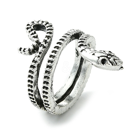 Snake Alloy Wrap Open Cuff Rings RJEW-K275-81AS-1