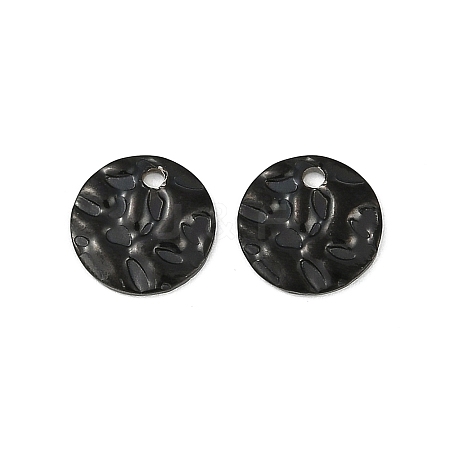 304 Stainless Steel Textured Disc Charms STAS-Q336-11B-B-1
