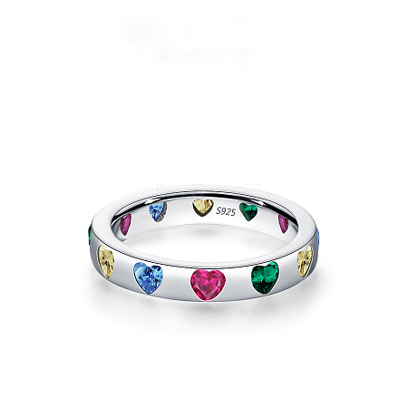 925 Sterling Silver Micro Pave Colorful Cubic Zirconia Finger Rings FS-WGC9F63-18-1