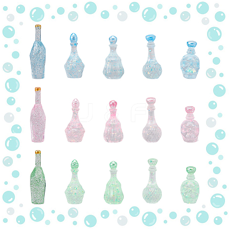 SUPERFINDINGS 30Pcs 15 Styles Dummy Bottle Transparent Resin Cabochon RESI-FH0001-52-1