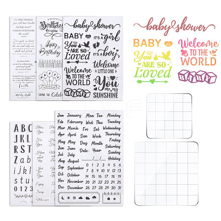 Globleland 6 Sheets 6 Styles Word PVC Plastic Stamps DIY-GL0004-99-1