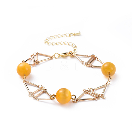 (Jewelry Parties Factory Sale)Brass Bar Link Chain Bracelets BJEW-JB04504-05-1