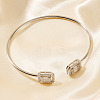 Fashionable Geometric Octagon Rectangle Brass Cubic Zirconia Cuff Bracelets QR7673-2