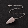 Teardrop Platinum Tone Brass Rose Quartz Dowsing Pendulums X-MAK-M015-03H-1