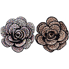 2Pcs Velet & Rhinestone Brooches JEWB-FH00025-1