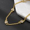 Brass Micro Pave Clear Cubic Zirconia Cable Chains Link Bracelets for Women BJEW-U020-03G-2