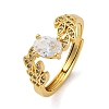 Brass Micro Pave Clear Cubic Zirconia Adjustable Rings for Women RJEW-C118-04G-4