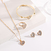 Alloy Crystal Rhinestone Pendant Necklace & Stud Earring & Ring & Cuff Bangle Sets FS-WG56C82-02-1
