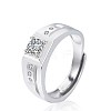 Clear Cubic Zirconia Rectangle Adjustable Ring RJEW-BB71933-A-1