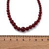 Natural Rhodochrosite & Shell Pearl Round Graduated Beaded Necklaces NJEW-U026-25G-5