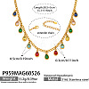 316L Surgical Stainless Steel Pave Cubic Zirconia Milti Teardrop Pendant Bib Necklaces for Women WGB3ADE-03-2
