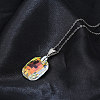 925 Sterling Silver Glass Pendant Necklaces NJEW-C048-01B-2