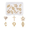 12Pcs 6 Styles Brass Micro Pave Clear Cubic Zirconia Connector Charms KK-TA0001-14-10