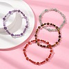 4Pcs 4 Style Natural Mixed Gemstone Round Beaded Stretch Bracelets Set BJEW-TA00376-4