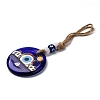 Flat Round with Evil Eye Lampwork Pendant Decoration HJEW-Z005-01E-2