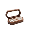 2-Slot Hexagon Walnut Wood Magnetic Wedding Ring Gift Case PW-WG25060-02-1